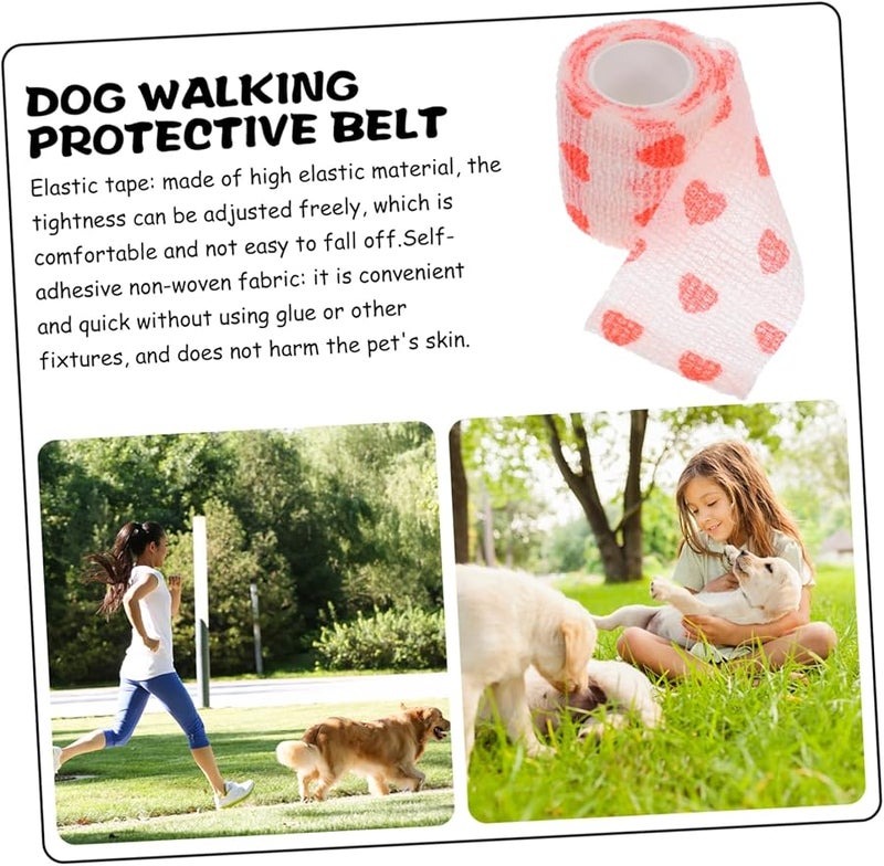 ضمادة حيوانات أليفة غير منسوجة لللف على أرجل الكلاب والقطط لحماية الجروح باللون الأحمر - Image 4