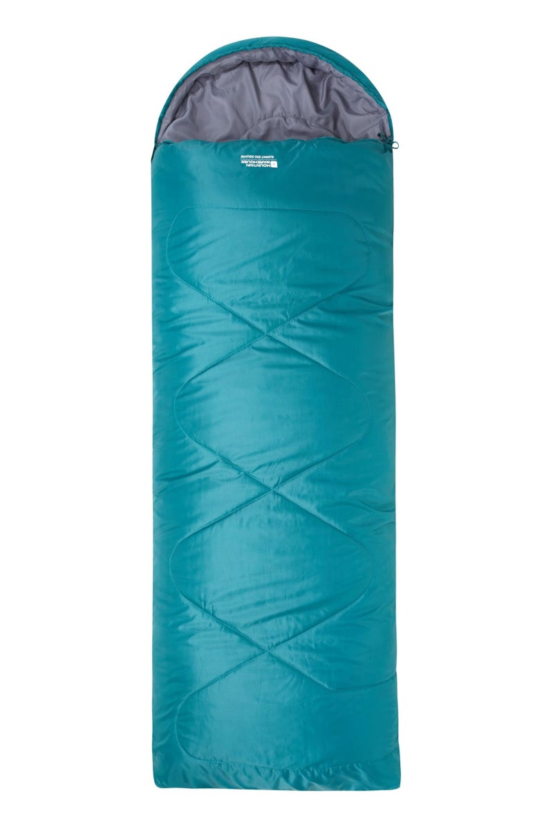 Mountain Warehouse حقيبة نوم ماونتن ويرهوس قمة 250 - حقيبة معزولة على مدار 3/4 مواسم بشكل مومياء - لفصل الربيع والصيف، التخييم والمشي لمسافات طويلة باللون الأزرق البترولي بسحاب لليد اليمنى - طول عادي (200 سم) - Image 1