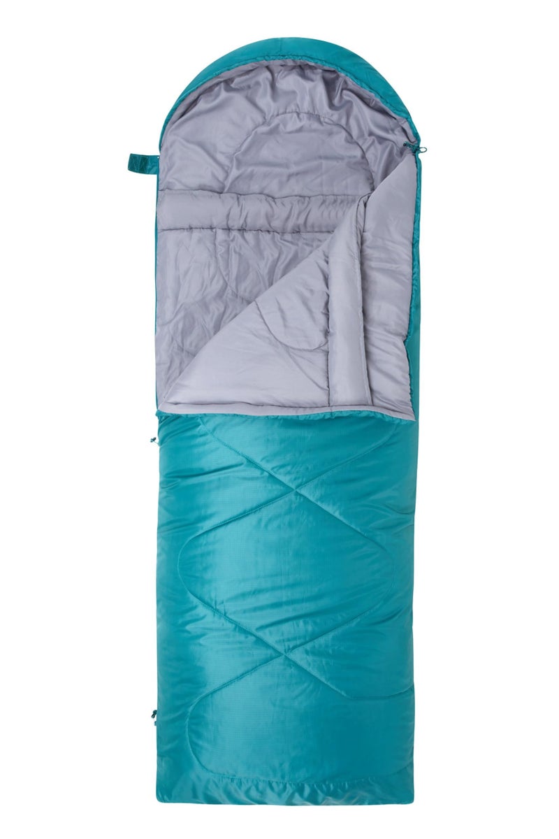 Mountain Warehouse حقيبة نوم ماونتن ويرهوس قمة 250 - حقيبة معزولة على مدار 3/4 مواسم بشكل مومياء - لفصل الربيع والصيف، التخييم والمشي لمسافات طويلة باللون الأزرق البترولي بسحاب لليد اليمنى - طول عادي (200 سم) - Image 2