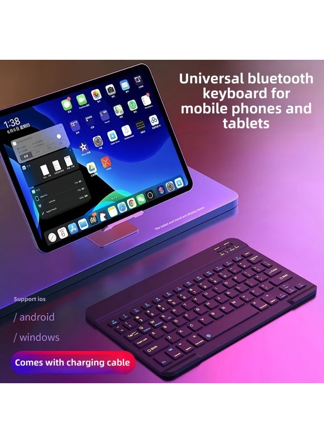 Generic - 7/10 Inch Bluetooth Keyboard For IPad Mobile Phone Tablet Computer Spanish Thai Russian Bapwen Wireless Keyboard-Color:7 Inch Bluetooth Single Keyboard-Product Type:Purple Gray - Image 1
