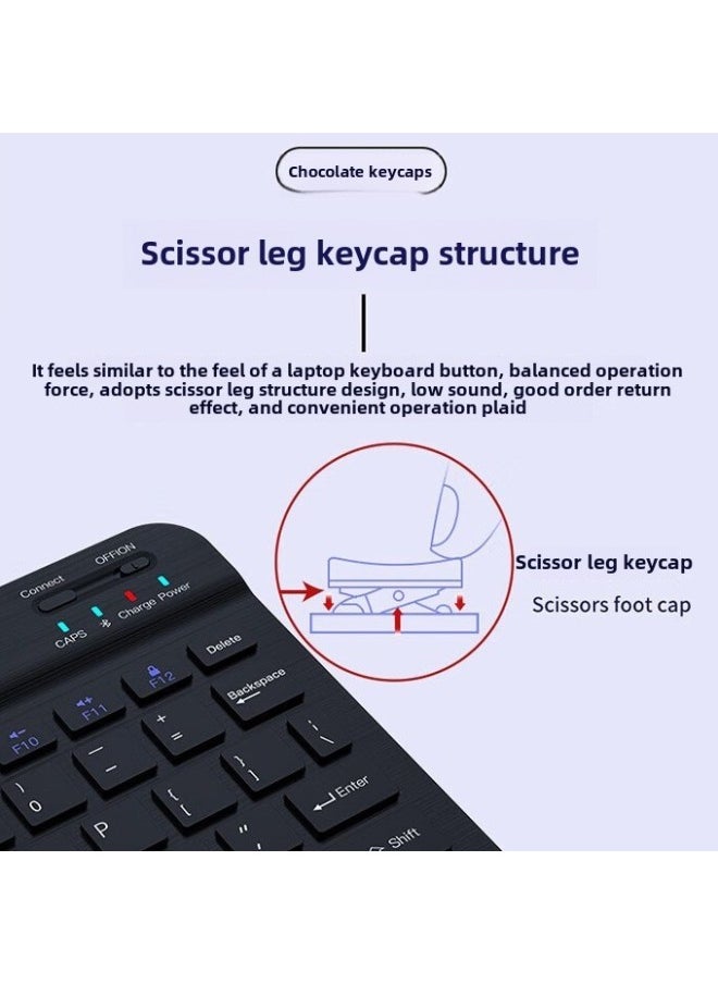 Generic - 7/10 Inch Bluetooth Keyboard For IPad Mobile Phone Tablet Computer Spanish Thai Russian Bapwen Wireless Keyboard-Color:7 Inch Bluetooth Single Keyboard-Product Type:Purple Gray - Image 1