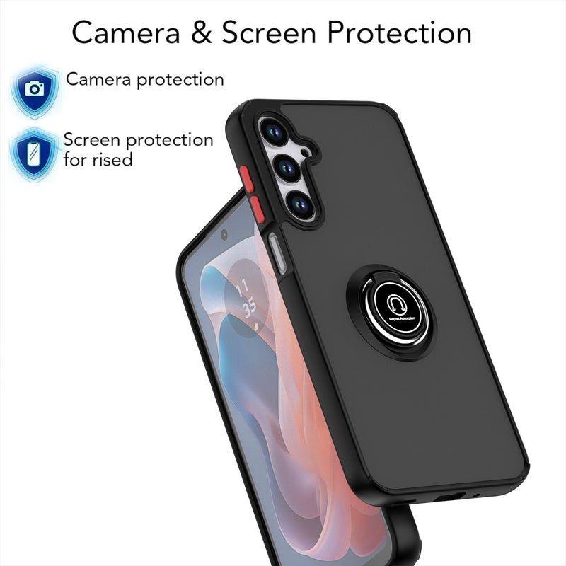 HuHa Protective Cover For Samsung Galaxy A16 5G Q Shadow 1 Series TPU + PC Phone Case with Ring(Black+Black) - Image 4