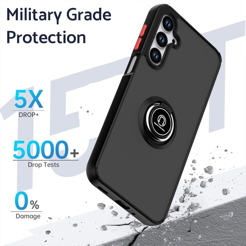 HuHa Protective Cover For Samsung Galaxy A16 5G Q Shadow 1 Series TPU + PC Phone Case with Ring(Black+Black) - Image 3