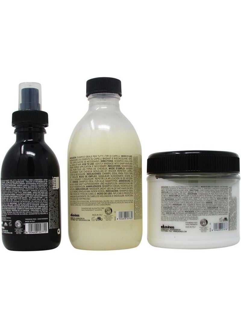 Davines OI Trio Hair Care Set, OI Shampoo 250ml, OI Conditioner 250ml & OI All In One Milk 135ml, Anti-Frizz Care for Softness, Shine & Smooth Hair - Image 2
