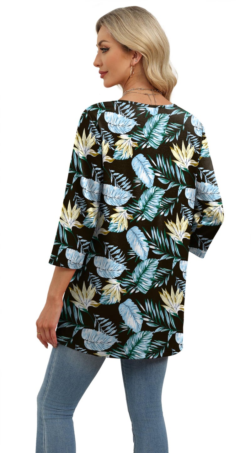 OFEEFAN Beach Vacation Clothes For Women Hawaiian Shirts For Women Floral 03 L - Image 5