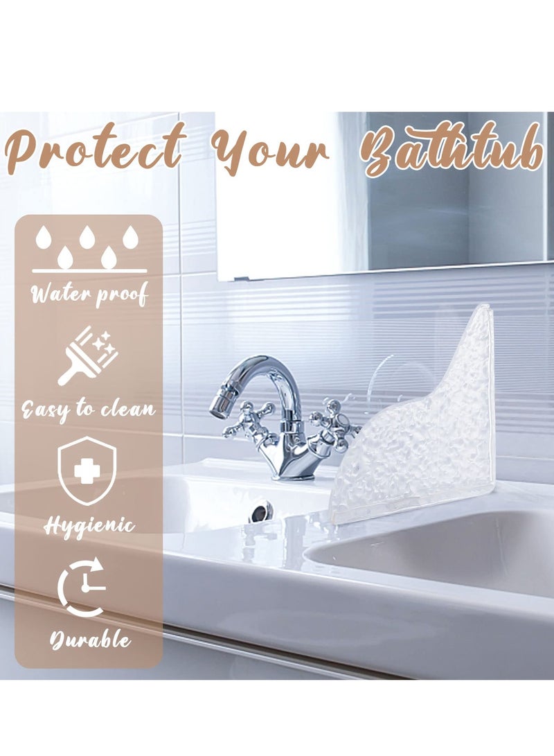Acrylic Shower Splash Guards - 2PCS Water Ripple Self-Adhesive Bathtub Corner Splash Guard for Bathtub, Tub Splash Guards to Keep Water in Shower, Transparent Stone Pattern - Image 4