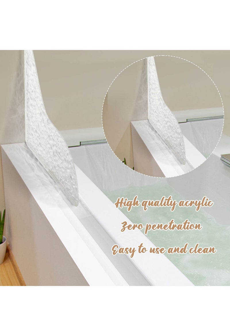 Acrylic Shower Splash Guards - 2PCS Water Ripple Self-Adhesive Bathtub Corner Splash Guard for Bathtub, Tub Splash Guards to Keep Water in Shower, Transparent Stone Pattern - Image 2