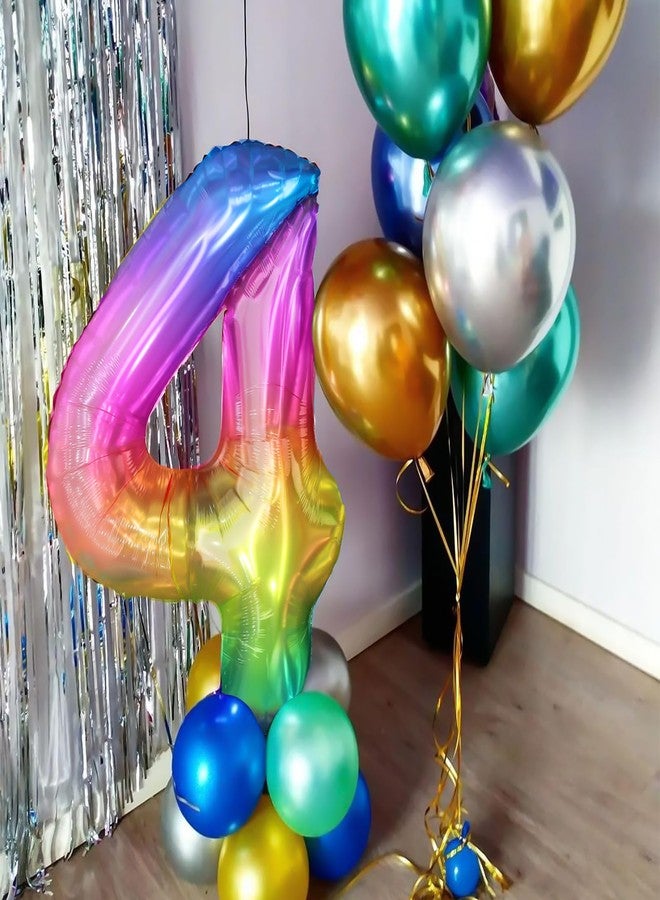 PatiCool 40 Inch Rainbow Number Balloon 4, Large Number Foil Balloons Mylar for Girl Boy Birthday Party Celebration Decorations Supplies, Digital Balloons for Wedding Anniversary Events Decorations - Image 4