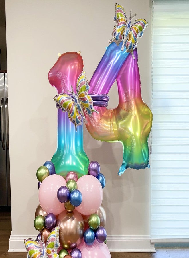 PatiCool 40 Inch Rainbow Number Balloon 4, Large Number Foil Balloons Mylar for Girl Boy Birthday Party Celebration Decorations Supplies, Digital Balloons for Wedding Anniversary Events Decorations - Image 3