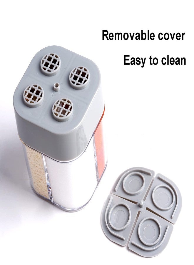 Miayon 2 Pack 4 in 1 Spice Container Salt and Pepper Shaker Transparent Seasoning Shaker Can Filter Lumps Spice Jars for Home Restaurant Camping Travel Cooking BBQ - Image 4