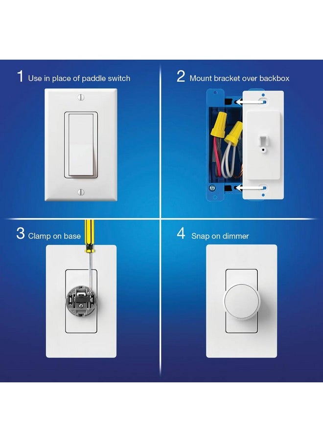 LUTRON Lutron Aurora Smart Bulb Dimmer Switch for Paddle Switches | for Philips Hue Smart Bulbs | Z3-1BRL-PKGD-WH | White  - Image 4