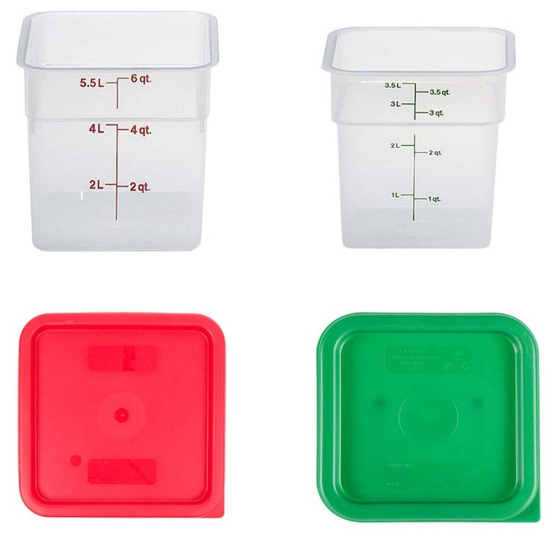 Cambro حاويات كامبرو مع أغطية - مجموعة تخزين الطعام 4 كوارت و 6 كوارت - عبوة 2 - Image 3