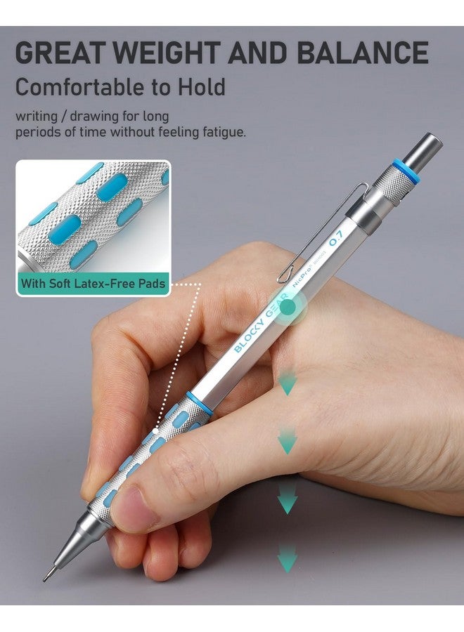 Nicpro 36Pcs Blocky Gear Mechanical Pencil Set With Case, Metal Mechanical Pencils 0.3, 0.5, 0.7, 0.9, 2Mm Lead Holder For Art Drawing Sketching With 21 Tubes (6B 4B 2B Hb 2H 4H Colors) Lead Refills - Image 3