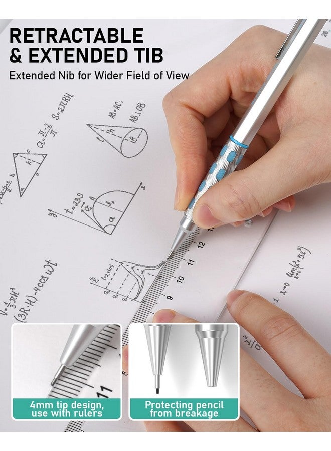 Nicpro 36Pcs Blocky Gear Mechanical Pencil Set With Case, Metal Mechanical Pencils 0.3, 0.5, 0.7, 0.9, 2Mm Lead Holder For Art Drawing Sketching With 21 Tubes (6B 4B 2B Hb 2H 4H Colors) Lead Refills - Image 4