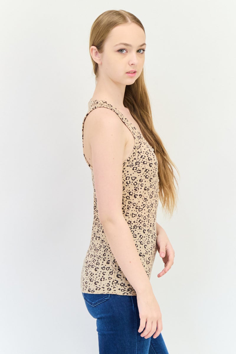 Aerie Women Scoop Neck Sleeveless Animal Print Tank Top, Multicolor - Image 3