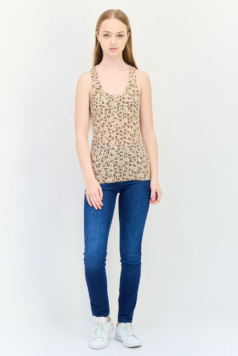 Aerie Women Scoop Neck Sleeveless Animal Print Tank Top, Multicolor - Image 4