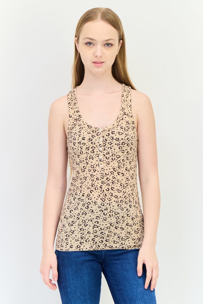 Aerie Women Scoop Neck Sleeveless Animal Print Tank Top, Multicolor - Image 1