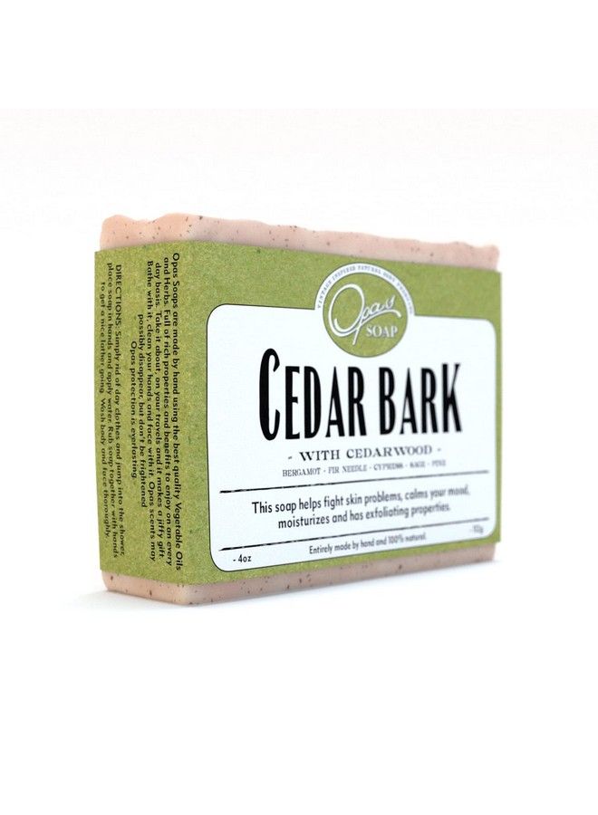 Cedar Bark Soap For Men And Women Natural Exfoliating Forest Fresh Scent 4Oz (112G) Made W/Essential Oils Cedarwood Pine Bergamot Sage Fir Needle Bar Soap