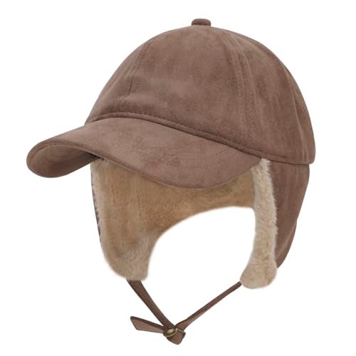 Clobeau Women Winter Waterproof Earflap Trapper Hats Hunting Ski Hat Sherpa Baseball Cap Ear Flap Fashion Cap Aviator Hat Brown - Image 1
