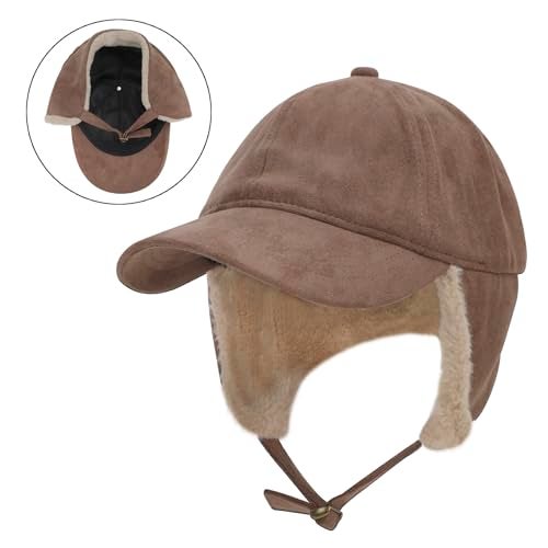 Clobeau Women Winter Waterproof Earflap Trapper Hats Hunting Ski Hat Sherpa Baseball Cap Ear Flap Fashion Cap Aviator Hat Brown - Image 3