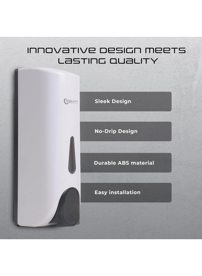 ROBUSTT موزع سائل صابون يدوي مثبت على الحائط - أبيض (300 مل، عبوة من 1) - مع 2 خطاف لاصق | مقاوم للتسرب، نافذة شفافة، تركيب سهل - مثالي للحمام، المطبخ، الفنادق، المكاتب - Image 2