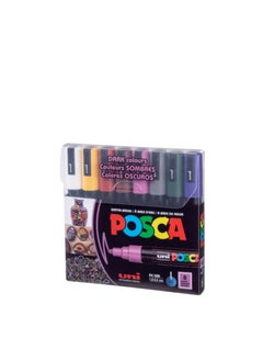 POSCA POSCA Paint Marker Sets, 8-Color PC-5M, Dark Color Set  - Image 1