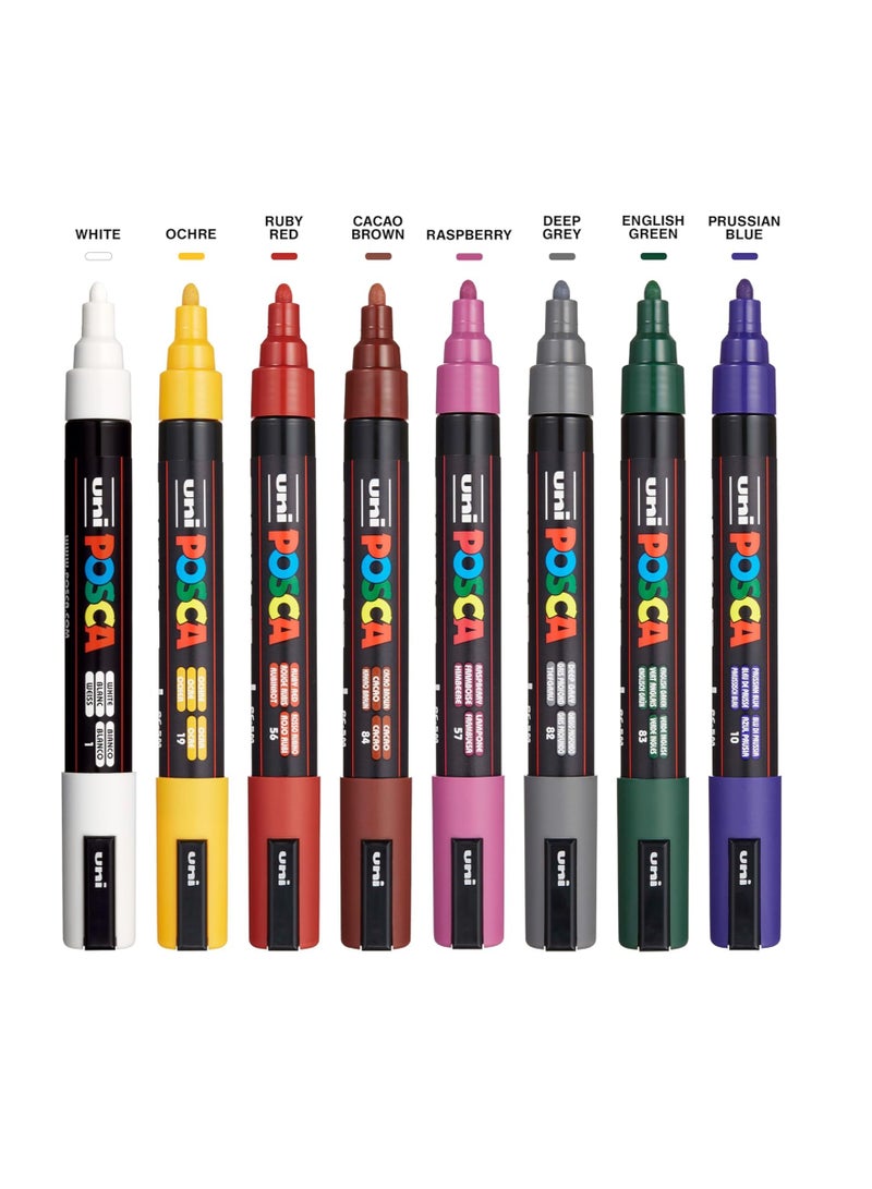 POSCA Paint Marker Sets, 8-Color PC-5M, Dark Color Set - Image 2