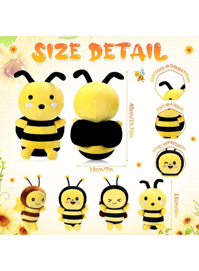 Aoriher 5 Pcs Stuffed Animals 1 Large Plush Bee and 4 Cute Plush Baby Soft Bees for Birthday Gifts, Baby Shower Theme Party Decorations - Image 2