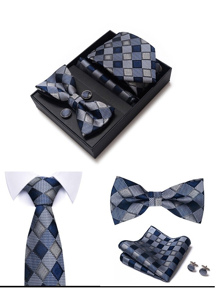 5 pcs high-end tie for men business professional formal tie bow tie cufflinks square scarf fashion accessories gift box  - Image 2