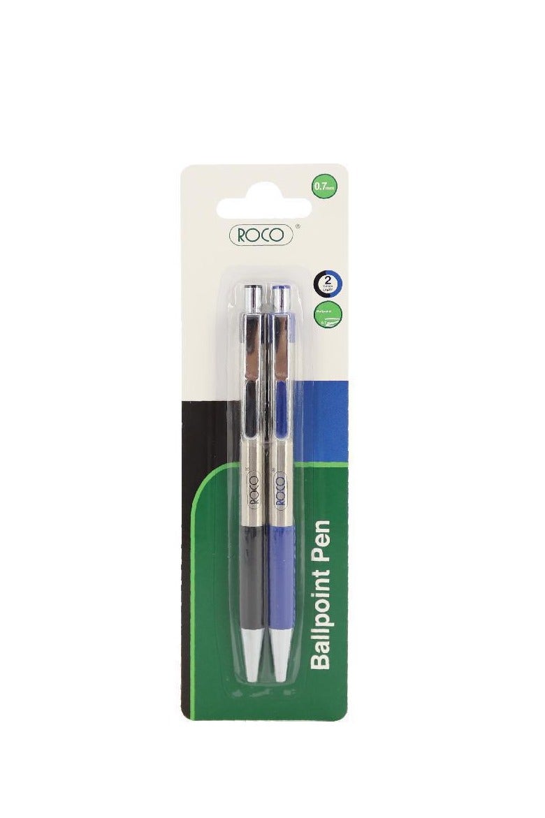 ROCO Dry Ink Pen Blue/Silver Ink Color0.7 mmBallpoint2 Pieces