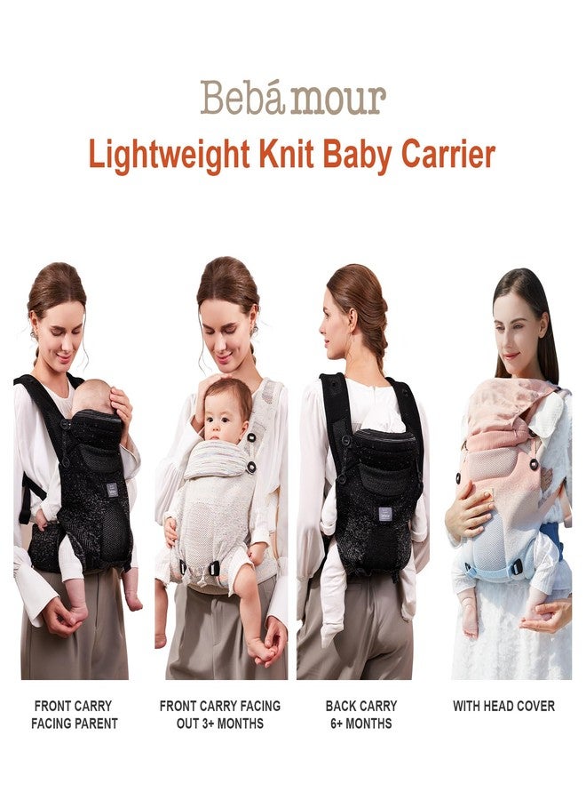 Bebamour Knit Baby Carrier Newborn to Toddler -Lightweight Baby Wrap Carrier 3-in-1 Baby Carrier Front and Back Carry (Cream,7-32 lbs) - Image 3