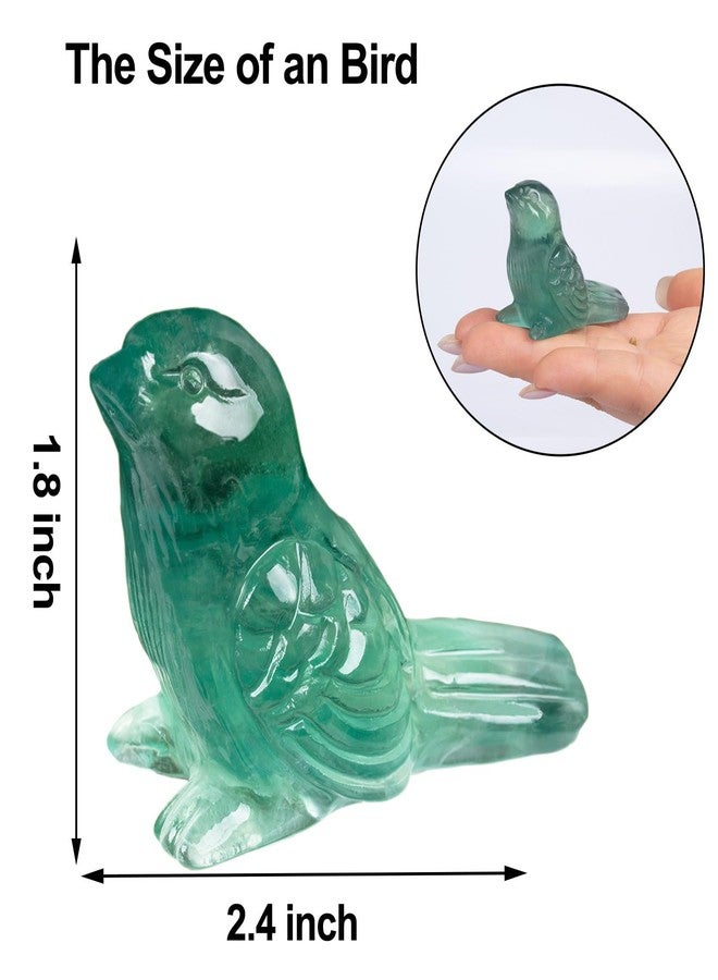 Ytbeoxk Fluorite Crystal Bird Carving Hand Carved Gemstone Bird Figurine 2.4 Inch Polished Animal Sculpture Healing Stone Home Office Desk Decoration Gift Collection - Image 2