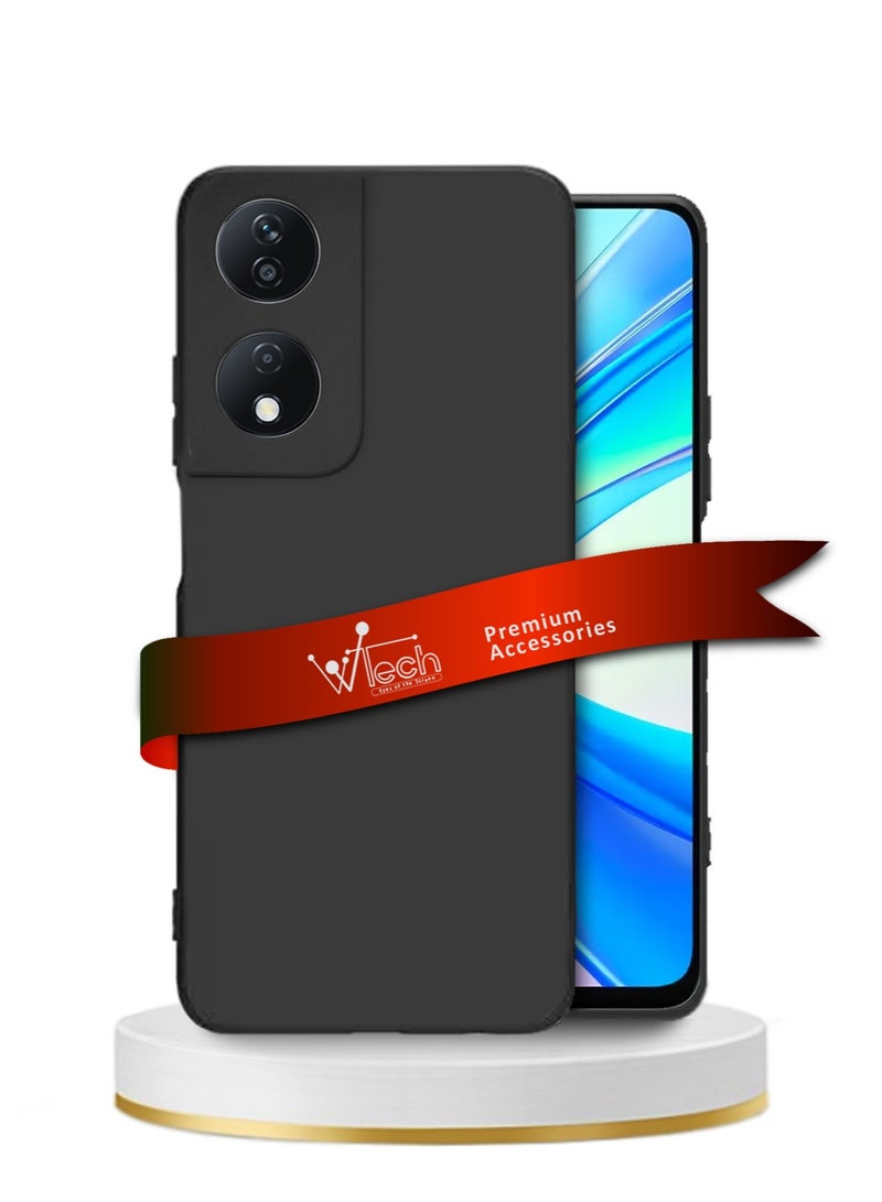 Wtech Soft Liquid Silicone Case Cover For Honor X7b 4G 2023 Black - Image 1