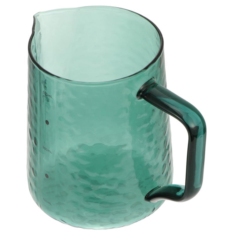 Green Hammered Texture Borosilicate Glass Milk Jug 500ml Large Capacity Coffee Pitcher - Image 2
