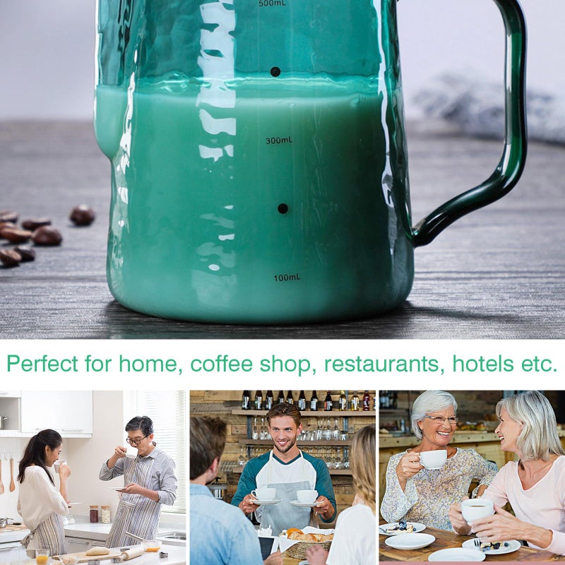 Green Hammered Texture Borosilicate Glass Milk Jug 500ml Large Capacity Coffee Pitcher - Image 5