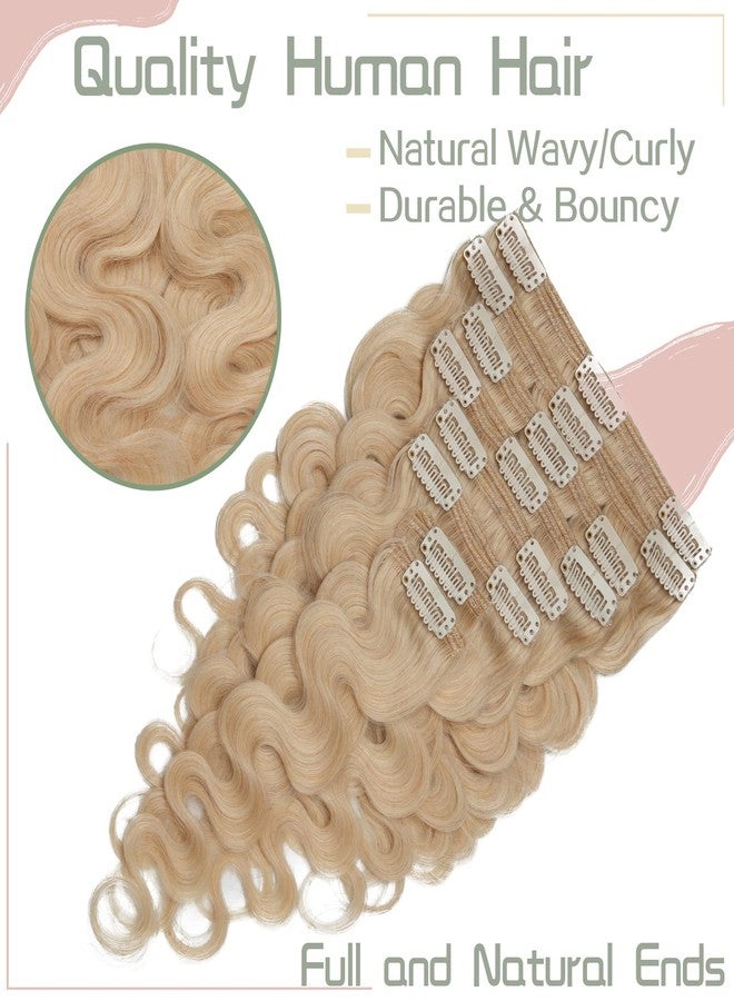 S-noilite Wavy Clip in Hair Extensions Real Human Hair Double Weft Thick 8 PCS Clip in Remy Hairpiece Natural Body Wave Full Head (20 Inch - 150g,Bleach Blonde (#613)) - Image 3