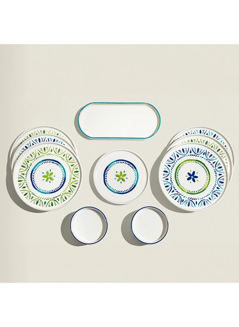 نهير Karma Blue 6 Person 31 Piece Ceramic Breakfast Set