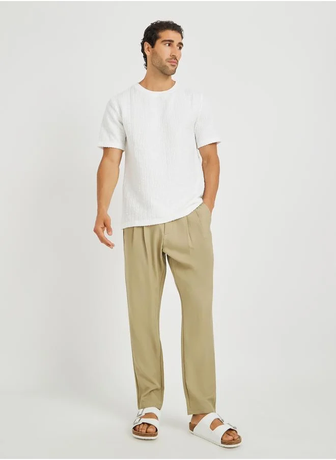 ستايلي Styli Solid Vertical Textured Oversized T-Shirt