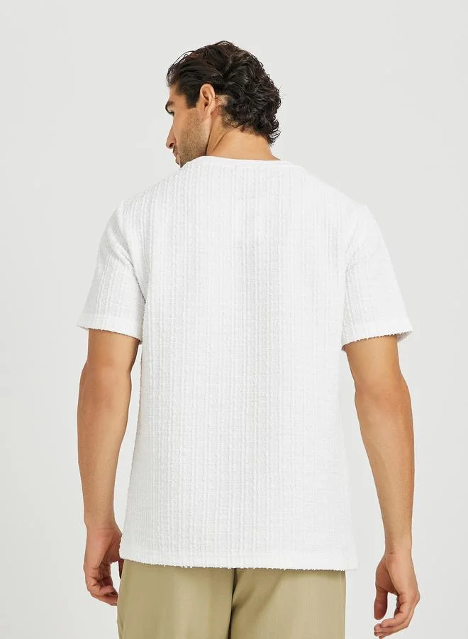 Styli Styli Solid Vertical Textured Oversized T-Shirt