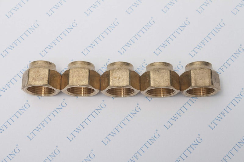 LTWFITTING Brass 3/4" OD Flare Short Forged Nut,Brass Flare Tube Fitting(Pack of 5) - Image 2