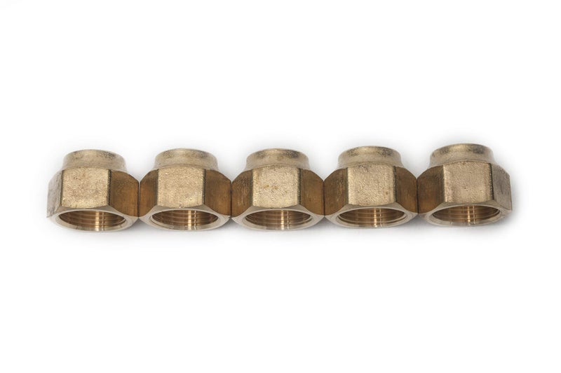 LTWFITTING Brass 3/4" OD Flare Short Forged Nut,Brass Flare Tube Fitting(Pack of 5) - Image 1