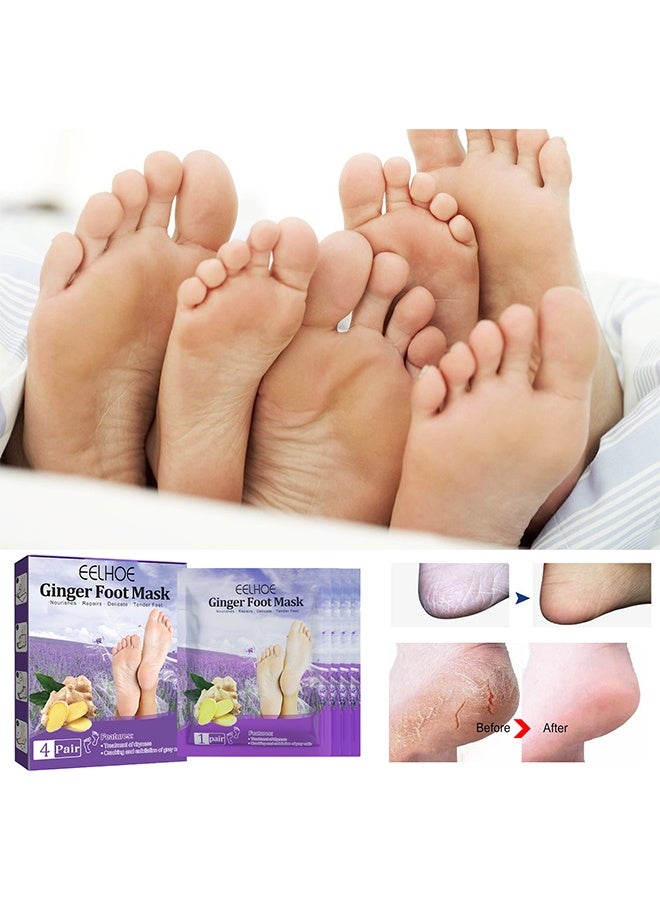 إيلهو قناع القدم بالزنجبيل ، جوارب مرطبة للعناية بالقدم الجافة ، ترطيب القدمين أقنعة التقشير لإصلاح الكعب الجاف المتشقق ، وإزالة الجلد الميت - Image 5