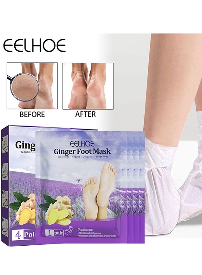 إيلهو قناع القدم بالزنجبيل ، جوارب مرطبة للعناية بالقدم الجافة ، ترطيب القدمين أقنعة التقشير لإصلاح الكعب الجاف المتشقق ، وإزالة الجلد الميت - Image 1