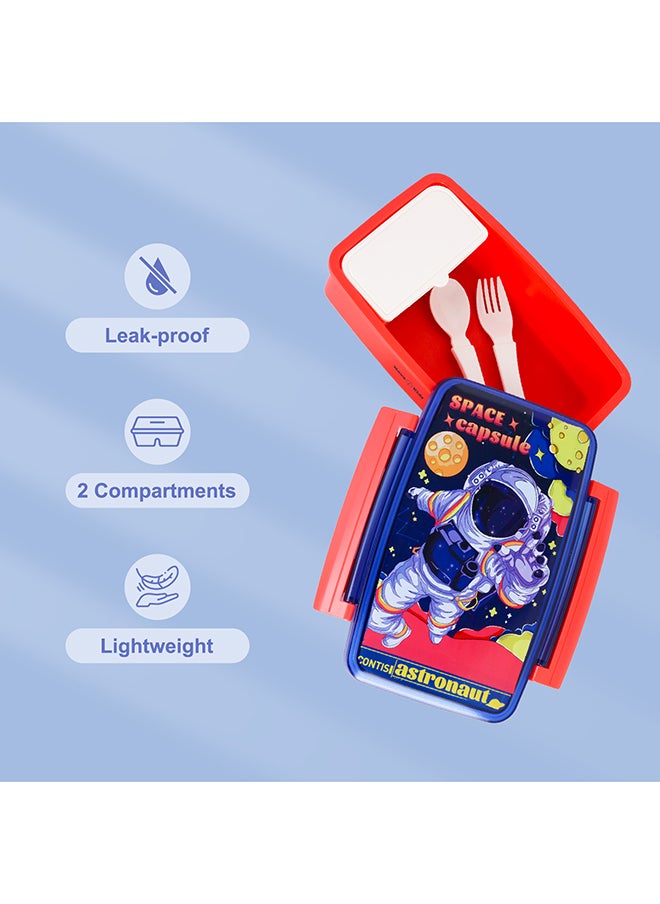 Bento Lunch Box With Spoon And Fork - Astronaut Blue