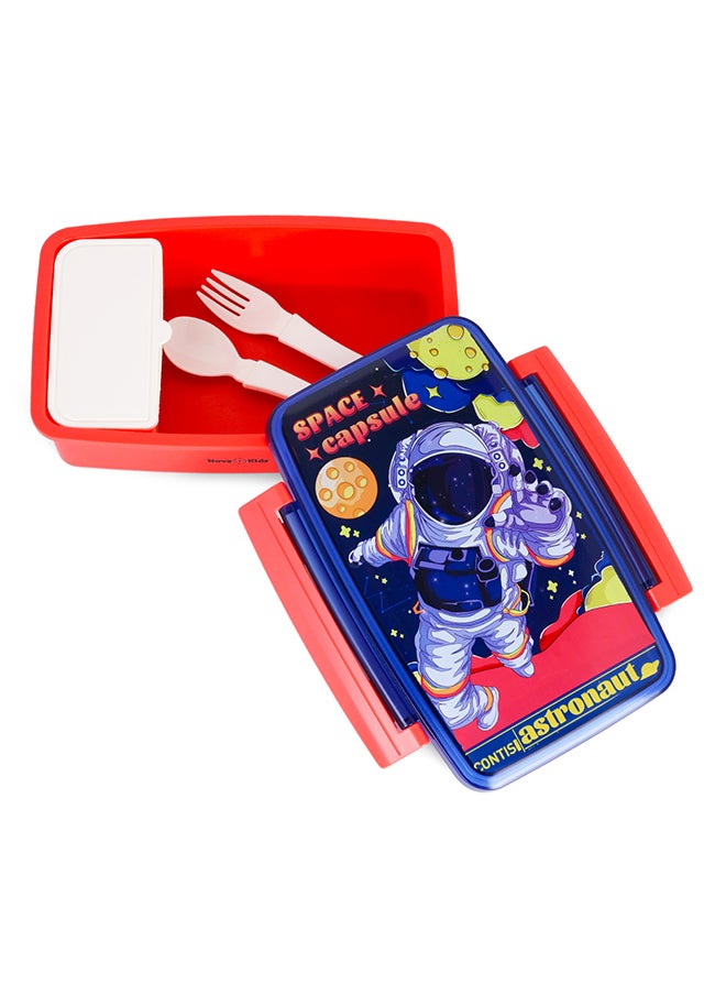 Bento Lunch Box With Spoon And Fork - Astronaut Blue