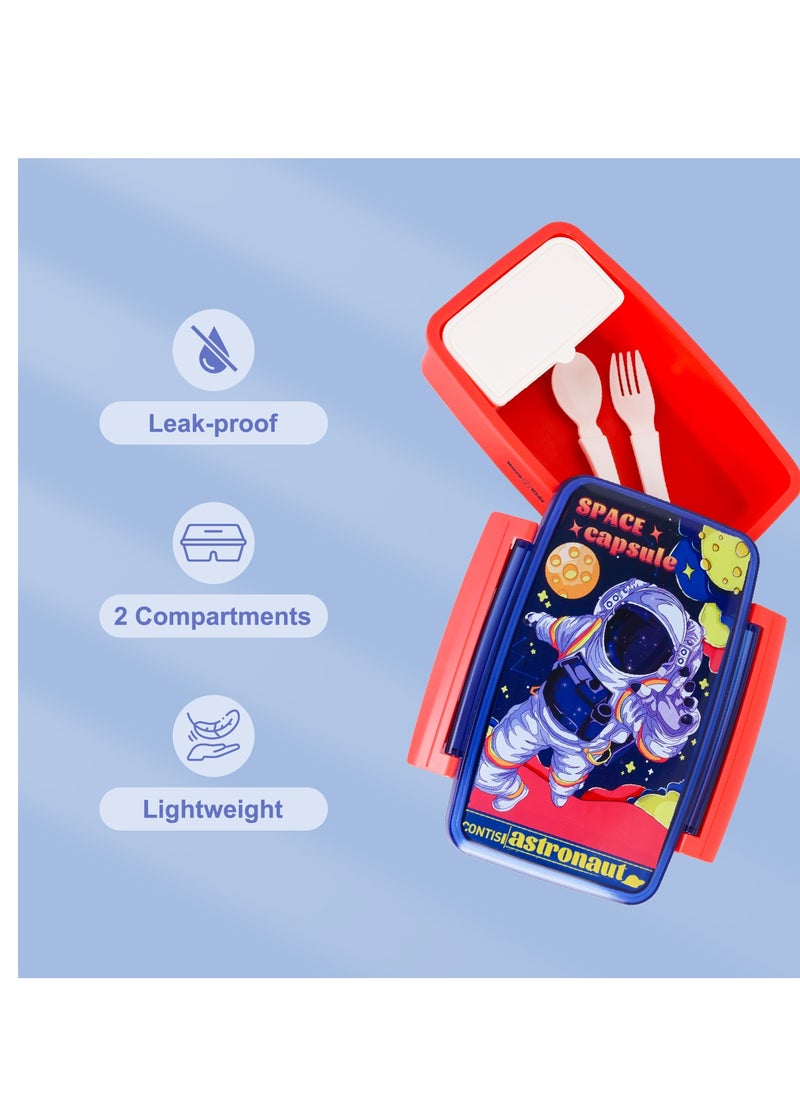 Bento Lunch Box With Spoon And Fork - Astronaut Blue