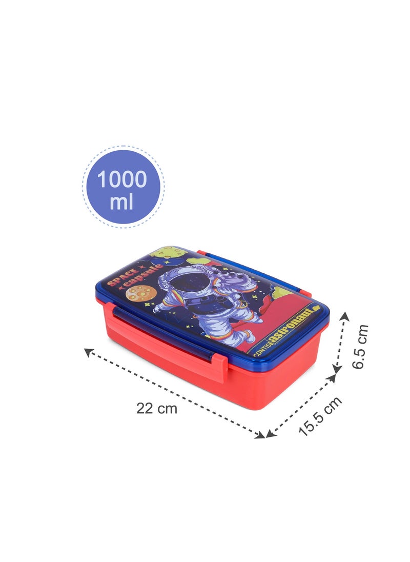 Bento Lunch Box With Spoon And Fork - Astronaut Blue
