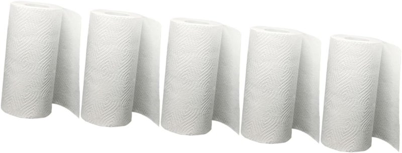 5 Rolls Kitchen Paper Towels White Household Oil Absorption Tissue Soft Wood Fiber Kitchen Wipes for Home Daily Use and Office Cleaning - Image 1