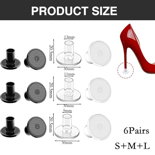 Zytiqt 6 Pairs Heel Protector for Women | S/M/L Sizes (Black & transparent) | Shoe Bite Protector & Heel Support for Pencil Heels | Anti-Slip Heel Cushion Pads for Grass/Weddings - Image 2