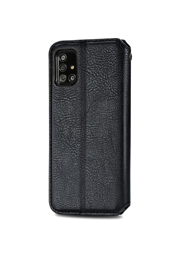 S-TOP Case For Samsung Galaxy A51 Cubic Grid Pressed Horizontal Flip Magnetic Leather Case with Holder & Card Slots & Wallet - Image 3